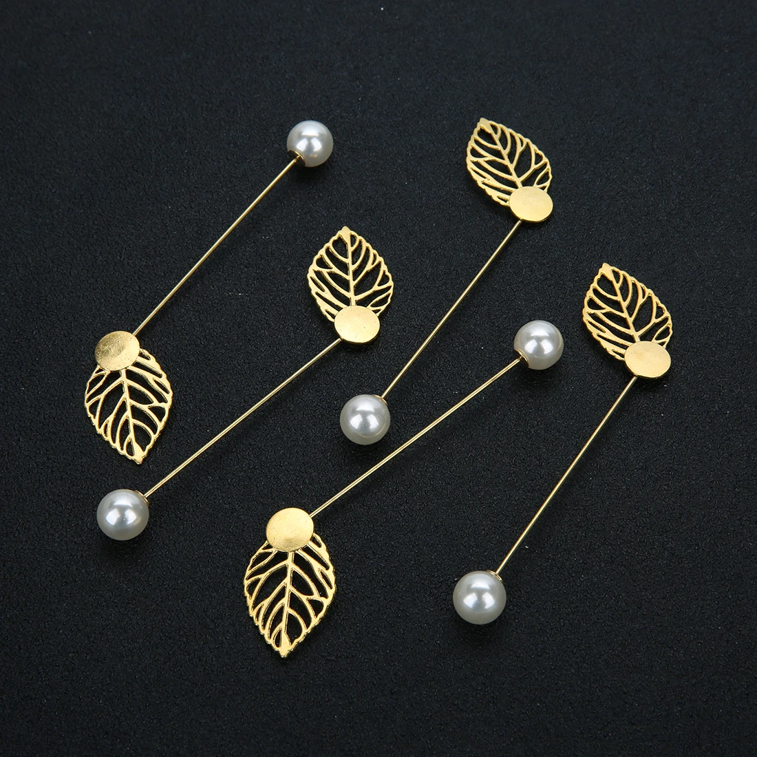 10 pcs/lot Simple Leaf shape Brooch Buckle Imitation Pearl Plug For Fashion Brooch Clothing Jewelry Accessories