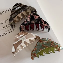 Korean New Design 8.3cm Acetic acid Splicing Advanced Retro Fashion Pattern Clip Medium Size Hair Shark Clip Hair Accessories