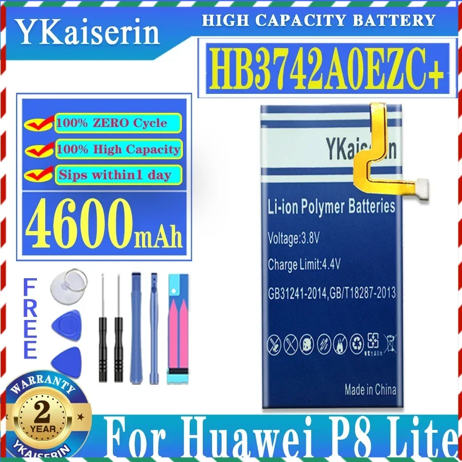 

Аккумулятор ykaisin HB3742A0EZC + для Huawei P8 Lite Ascend P8Lite TAG-L21 L22 L23 L01 L03 L13 ALE-L21 UL00 4600 мАч + Бесплатные инструменты