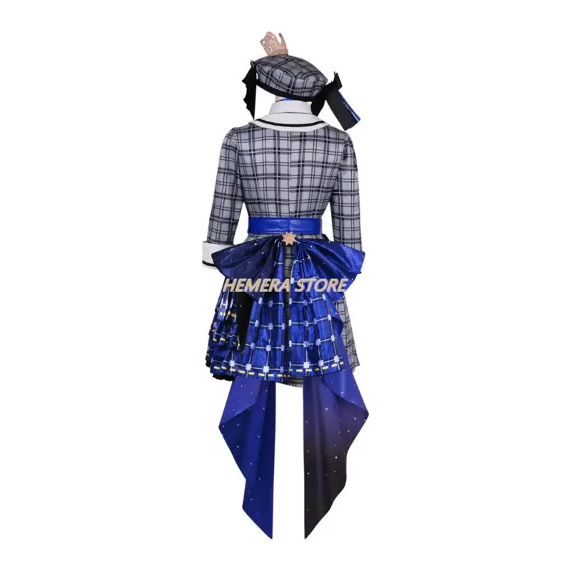 Japanese Virtural Hololive YouTuber Hoshimachi Hosimati Suisei Outfits Anime Cosplay Costumes Cute Girl Lolita Plaid Dress 2 Wig