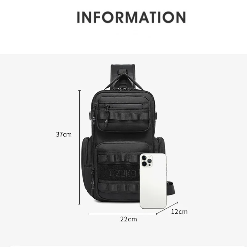 OZUKO Large Capacity Men Chest Bag Waterproof Outdoor Sports Tactical Male Shoulder Bag High Quality Crossbody Sling Bags