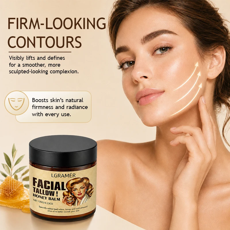 30g/60g/120g Facial Tallow Honey Balm Cream Natural Beef Tallow Face Cream with Olive Oil,Moisturizing & Nourishing for Dry Skin