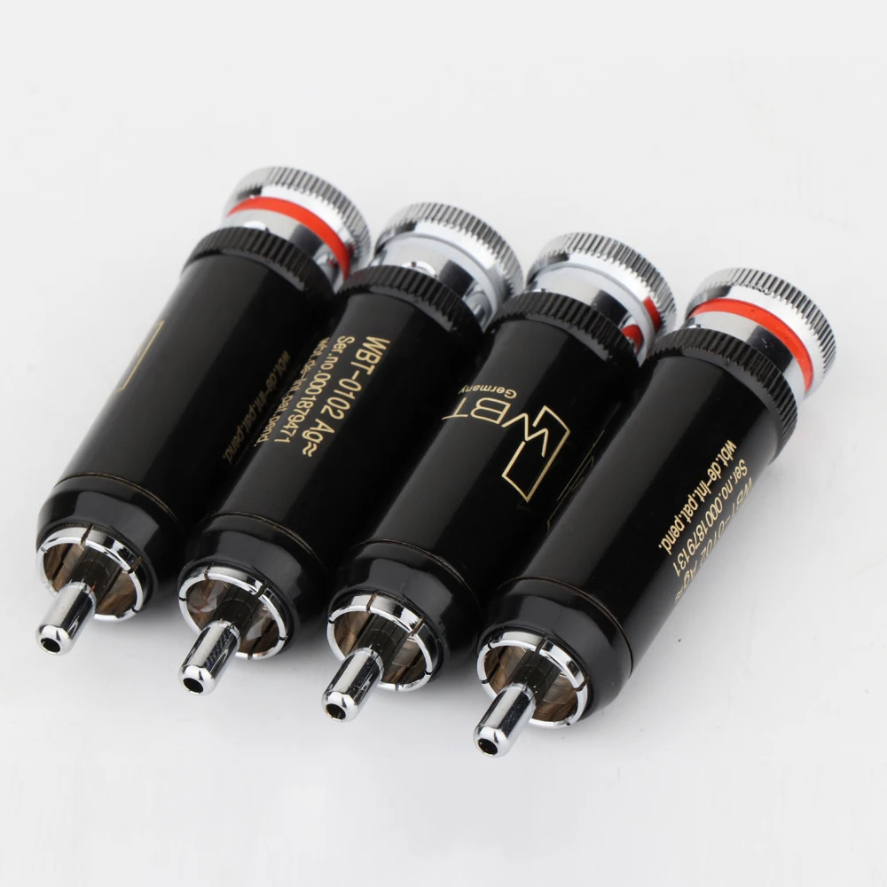 HIFI 4Pcs 0102Ag Gold/Rhodium plated rca plug for audio signal cable rca connector audio terminal RCA head