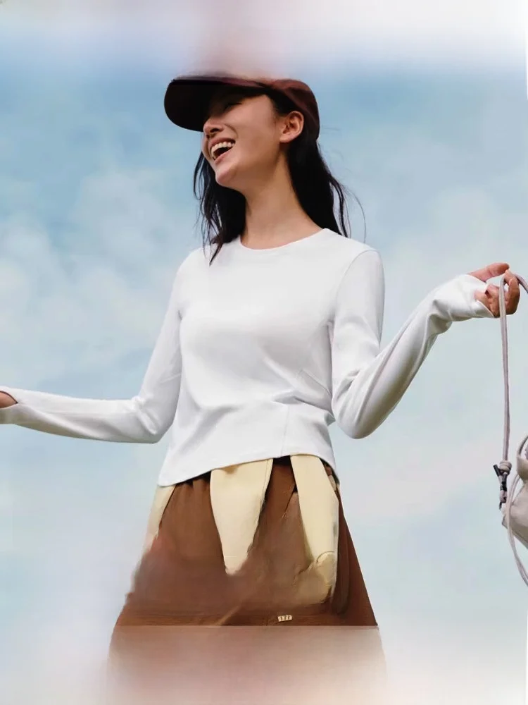 

Slim Fit Long Sve T-irt Women's Loose Base Layer irt Bla White Inner Wear Banana Le 2025 Autumn New Sle Slimming