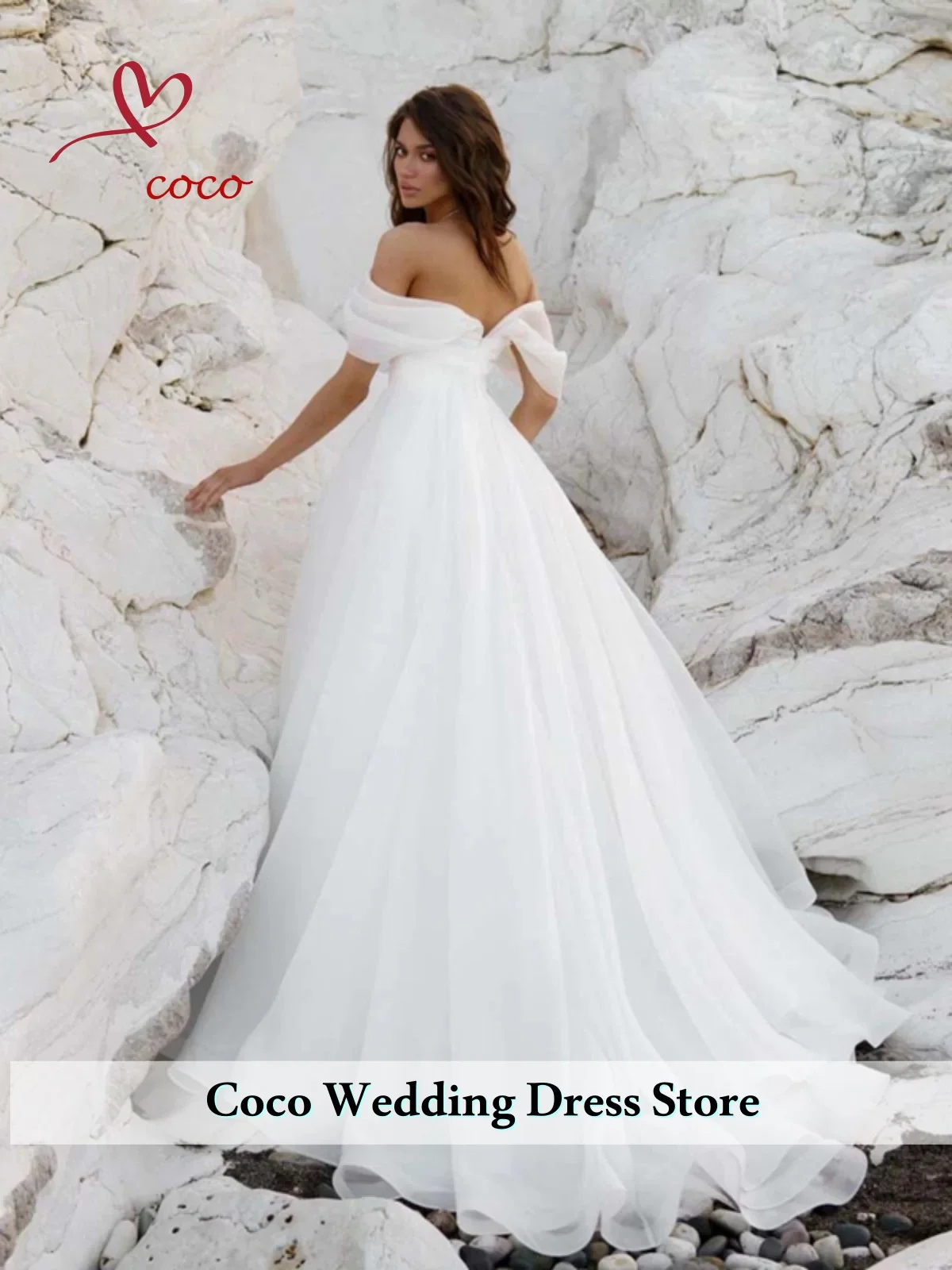 فستان زفاف مخصص برقبة قارب وأكمام قصيرة على شكل حرف a فساتين العروس بطول الأرض بدون ظهر وسحاب مطوي فستان فيستدوس دي نوفيا #2