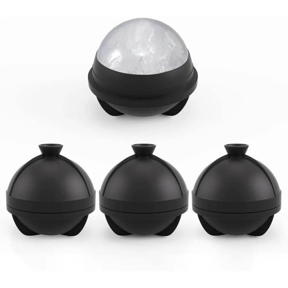 

Large Ice Ball Maker with Lid, 4 x 2.5 Inch Round Silicone Ice Ball Mold, Easy To Fill Round Silicone Ice