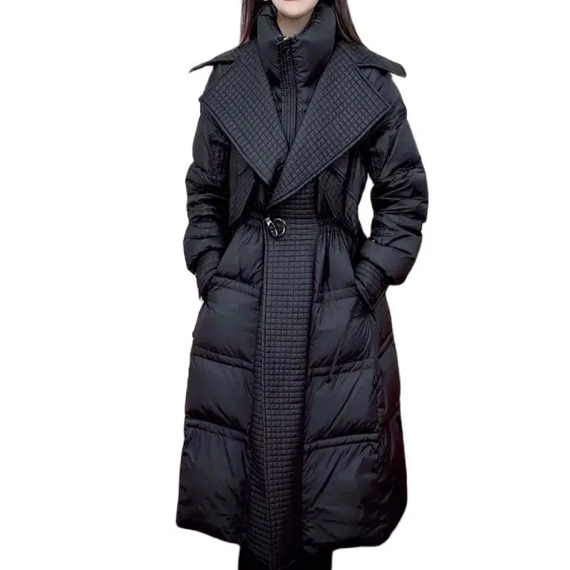 

2023 Winter New High Quality Down Cotton Padded Jacket Women Over-Knee Slim Thicken Warm Coat Female Black Overcoat Tops Ladies