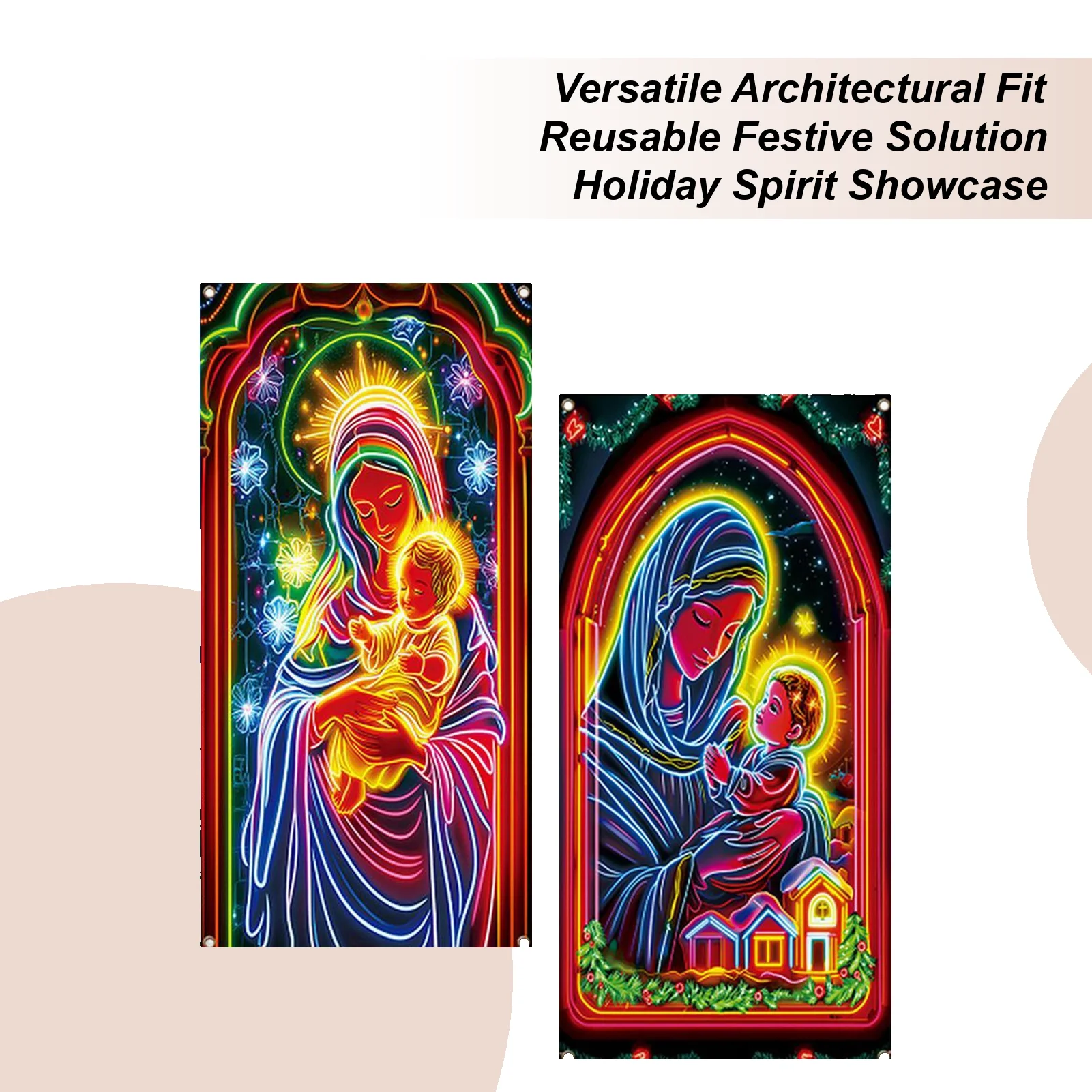 Christmas Front Door Decoration Cover Religious Front Door Jesus Scene Covers Christmas Porch Sign Banner Decor For Indoor