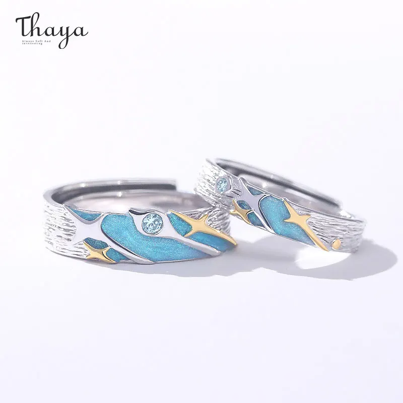 

Thaya Fashion Rings For Women Men S925 Sterling Silver Couple Ring Open Size Wedding Engagement Rings Elegant Jewelry Gifts