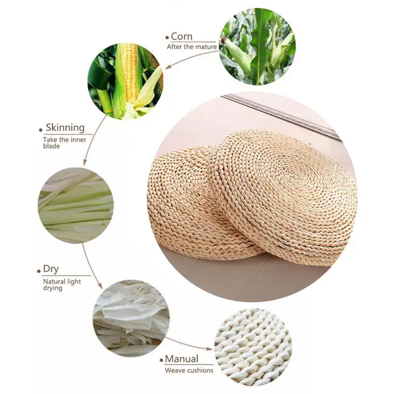 Pc Round Natural Straw Weave Zafu Meditation Yoga Round Mat Zafu Chair Cushion Chair Seat Mat Japanesestyle Tatami Cushion