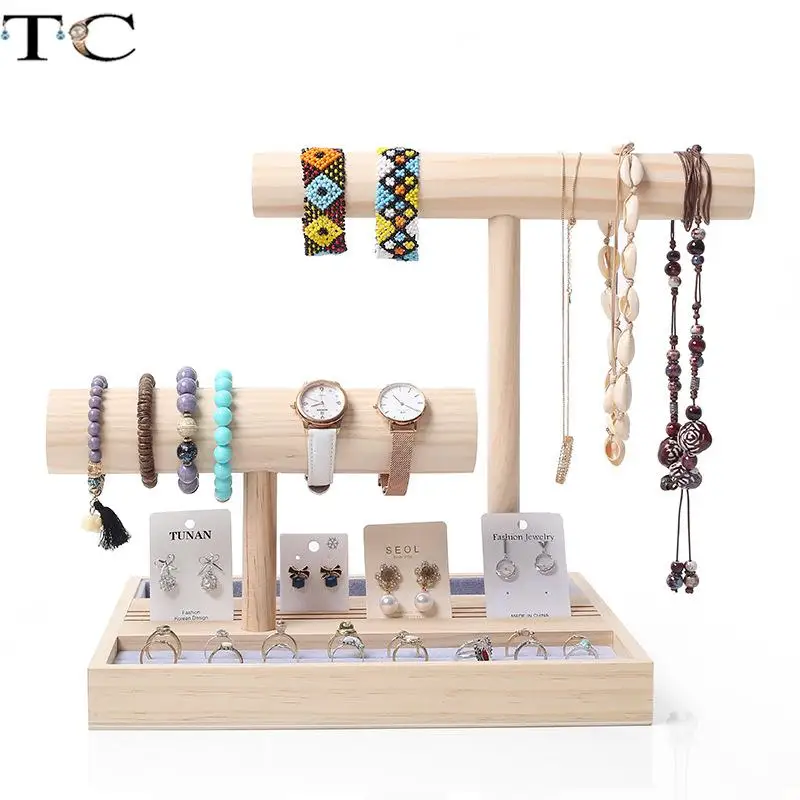 

Watch Bangle Display Stand Solid Wood Ring Earring Organizer Bracelet Hanging Rack Hair Head Rope Storage Display