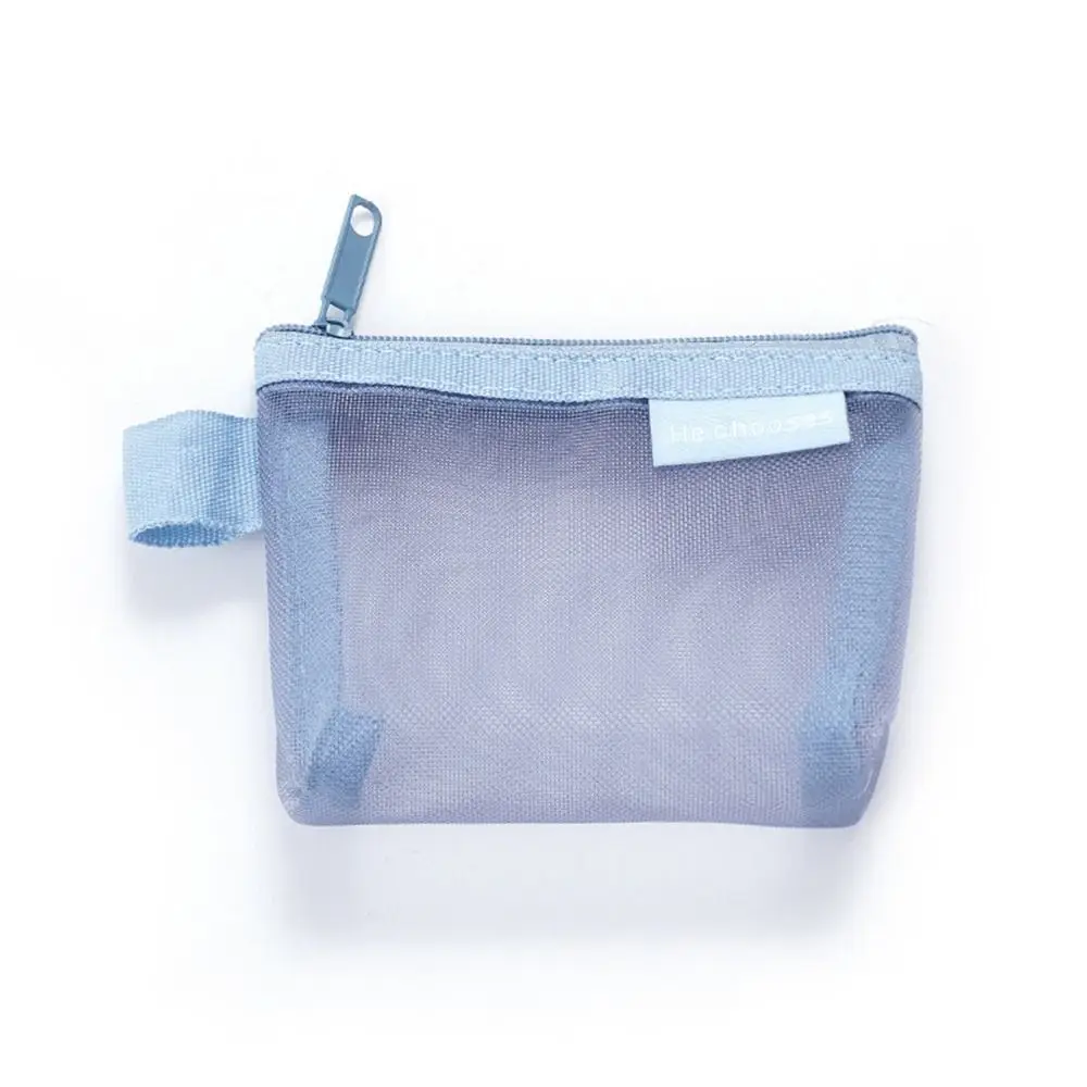Change Storage Bag Clear Mesh Bag Lipstick Cosmetic Bag Data Cable Storage Bag Mini Coin Purse Solid Color