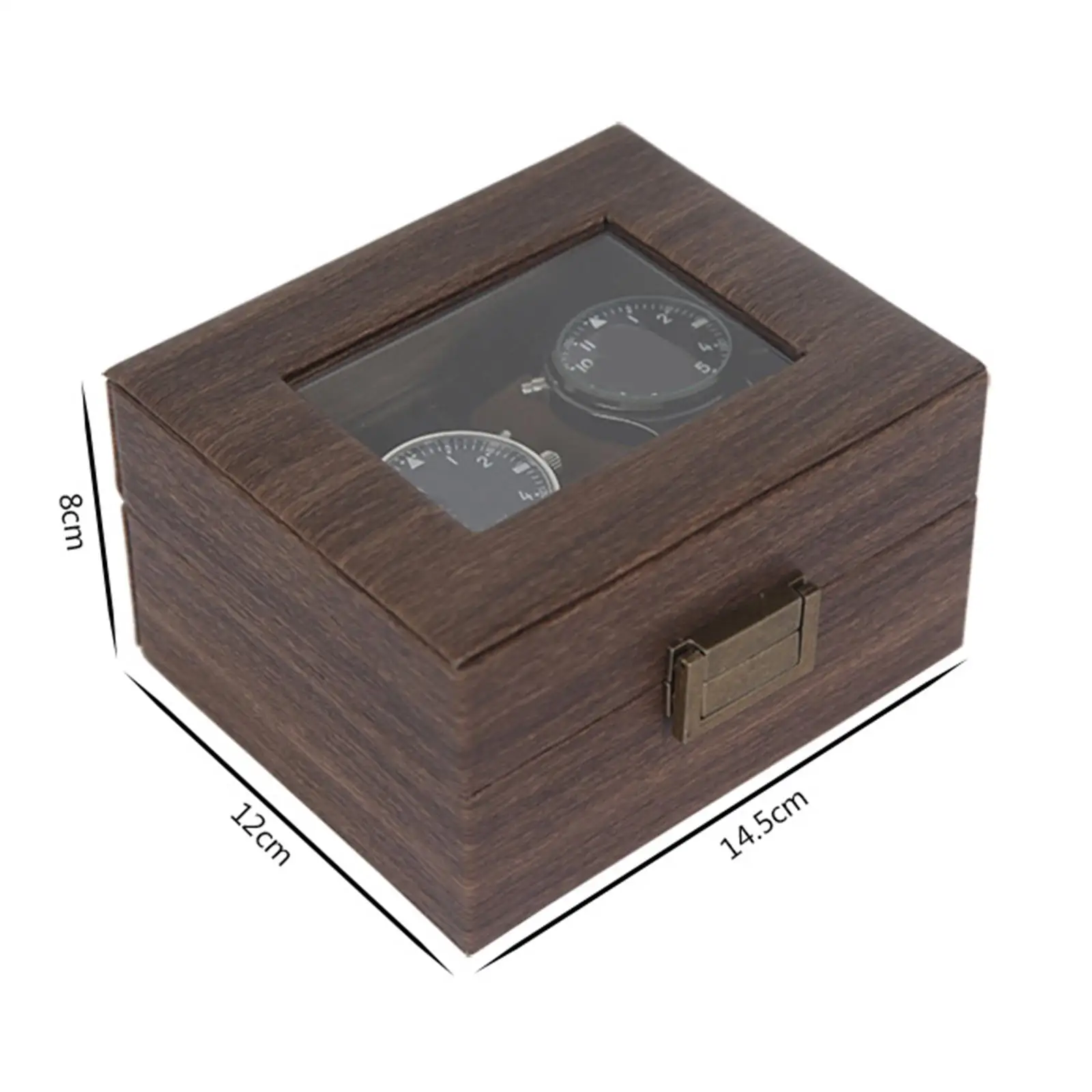 Watch Display Case and Lock Portable W/, Wood, 2 Slot ,Jewelry Organizer Storage Box ,for Gifts, Men Women