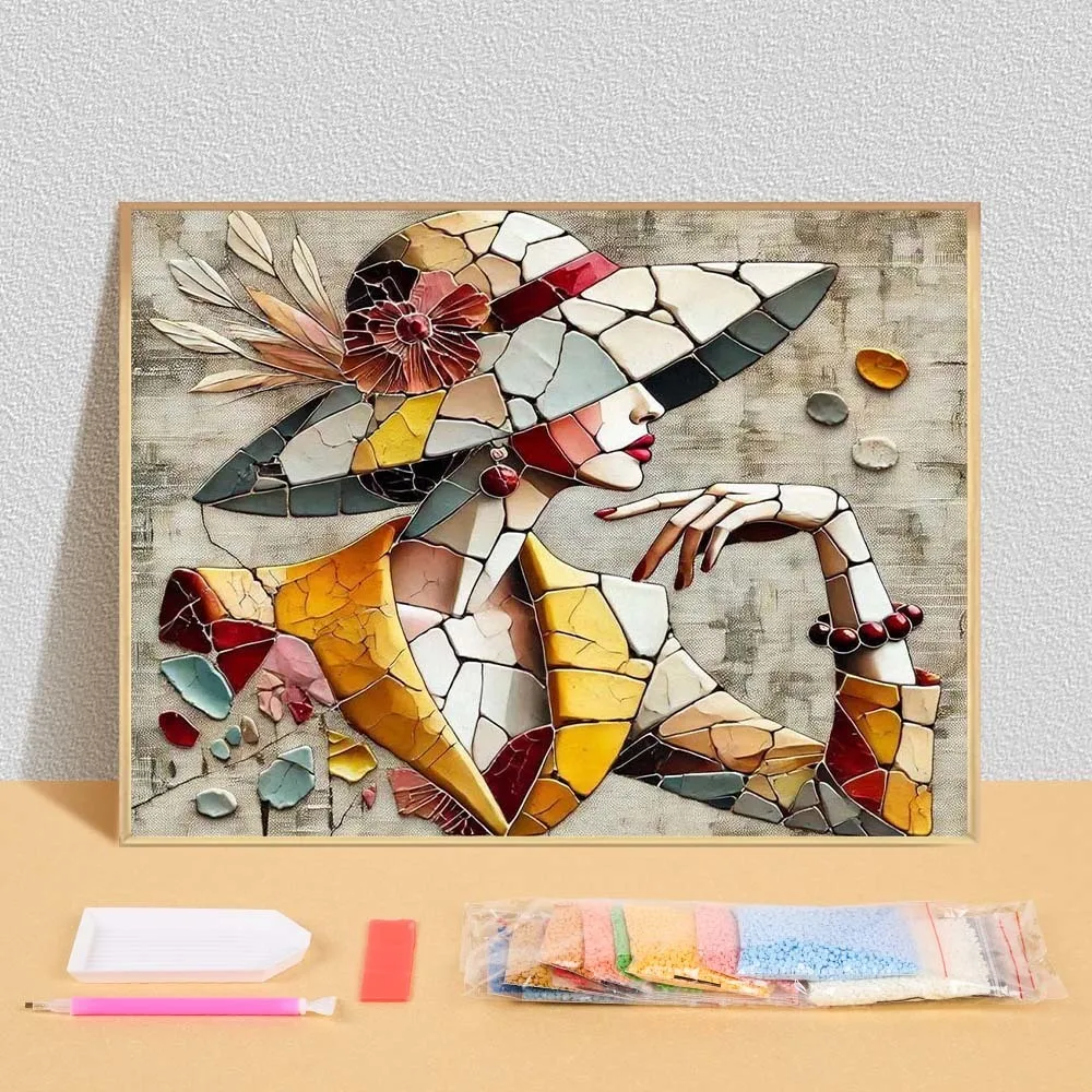 

Stone Women Full Round Diamond Painting Embroidery Kit Modern 5D DIY Perfect Gift Home Handmade Craft For Living Room Bedroom