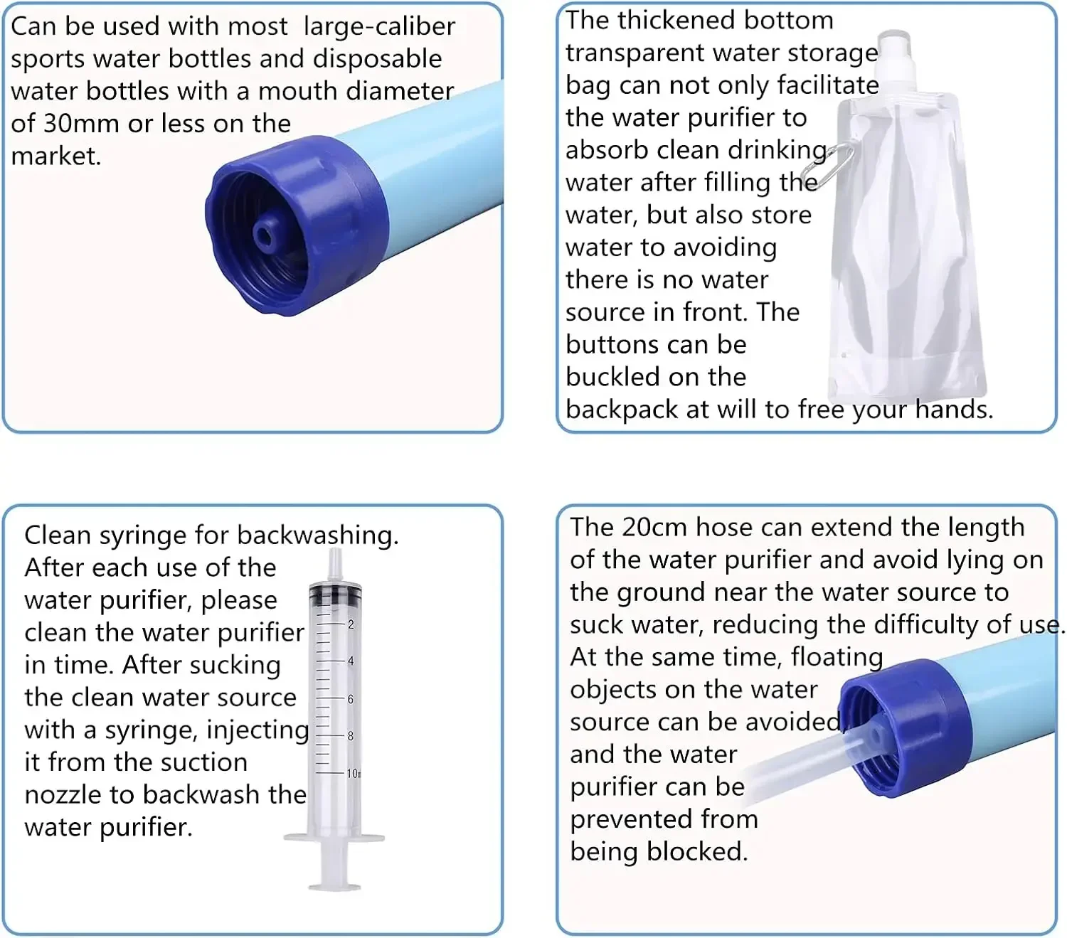 เครื่องกรองน้ํากลางแจ้ง,Ultralight 0.01 ไมครอน 4 ขั้นตอนระบบกรองเครื่องกรองน้ําแบบพกพา Survival Straws Outdoor Travel