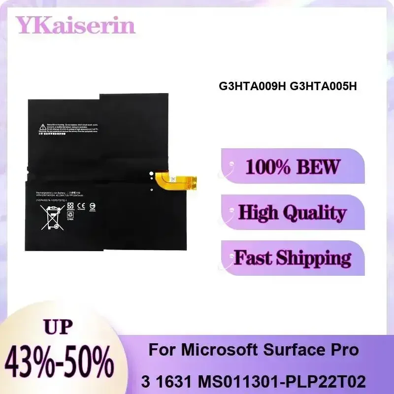 

Hardwearing High Quality 5547mAh For Microsoft Surface Pro 3 1631 1577-9700 MS011301-PLP22T02 Tablet Battery G3HTA009H G3HTA005H