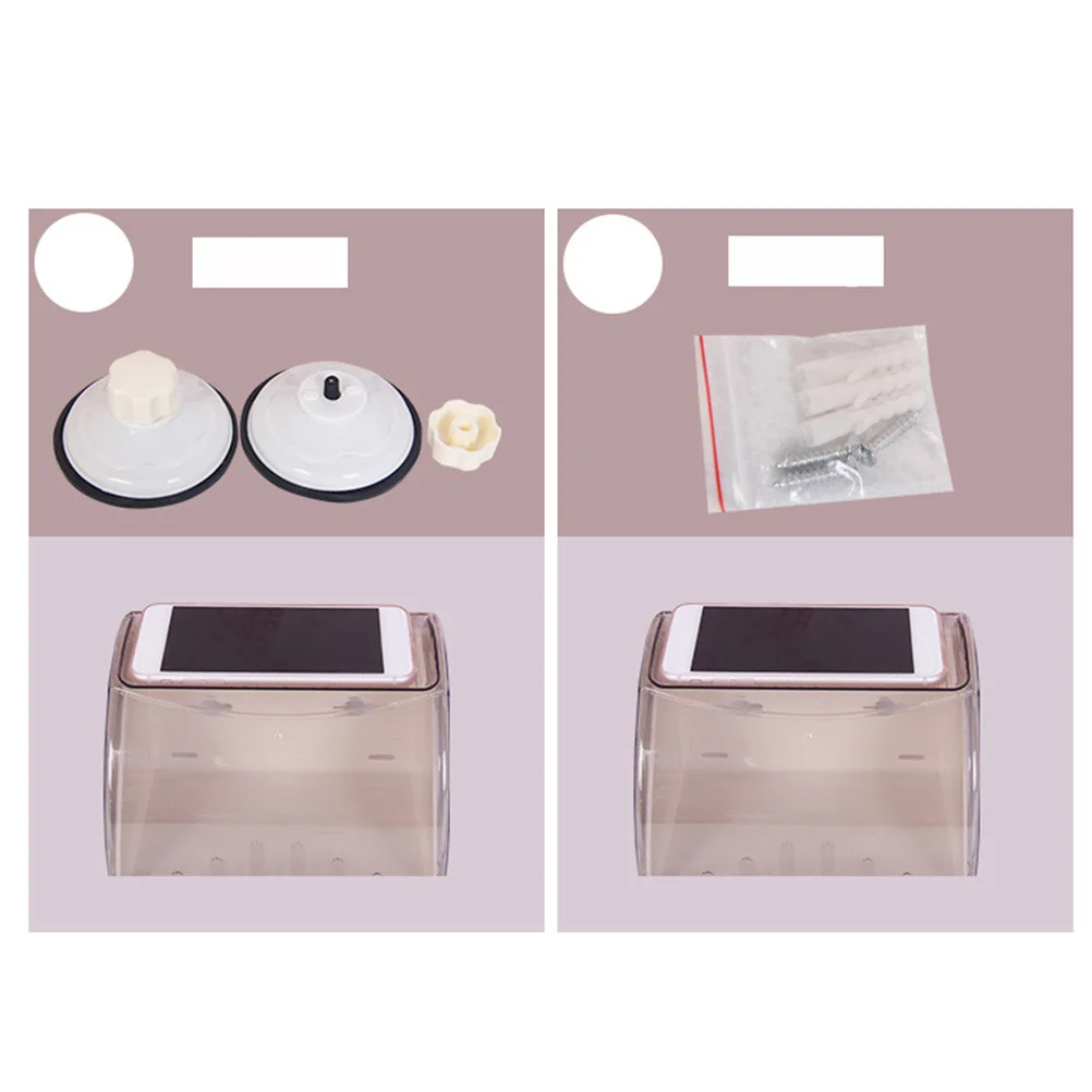 

Держатель для туалетной бумаги Водонепроницаемая пластиковая настенная коробка для рулонных салфеток с прозрачной крышкой и полкой на присоске для ванной комнаты