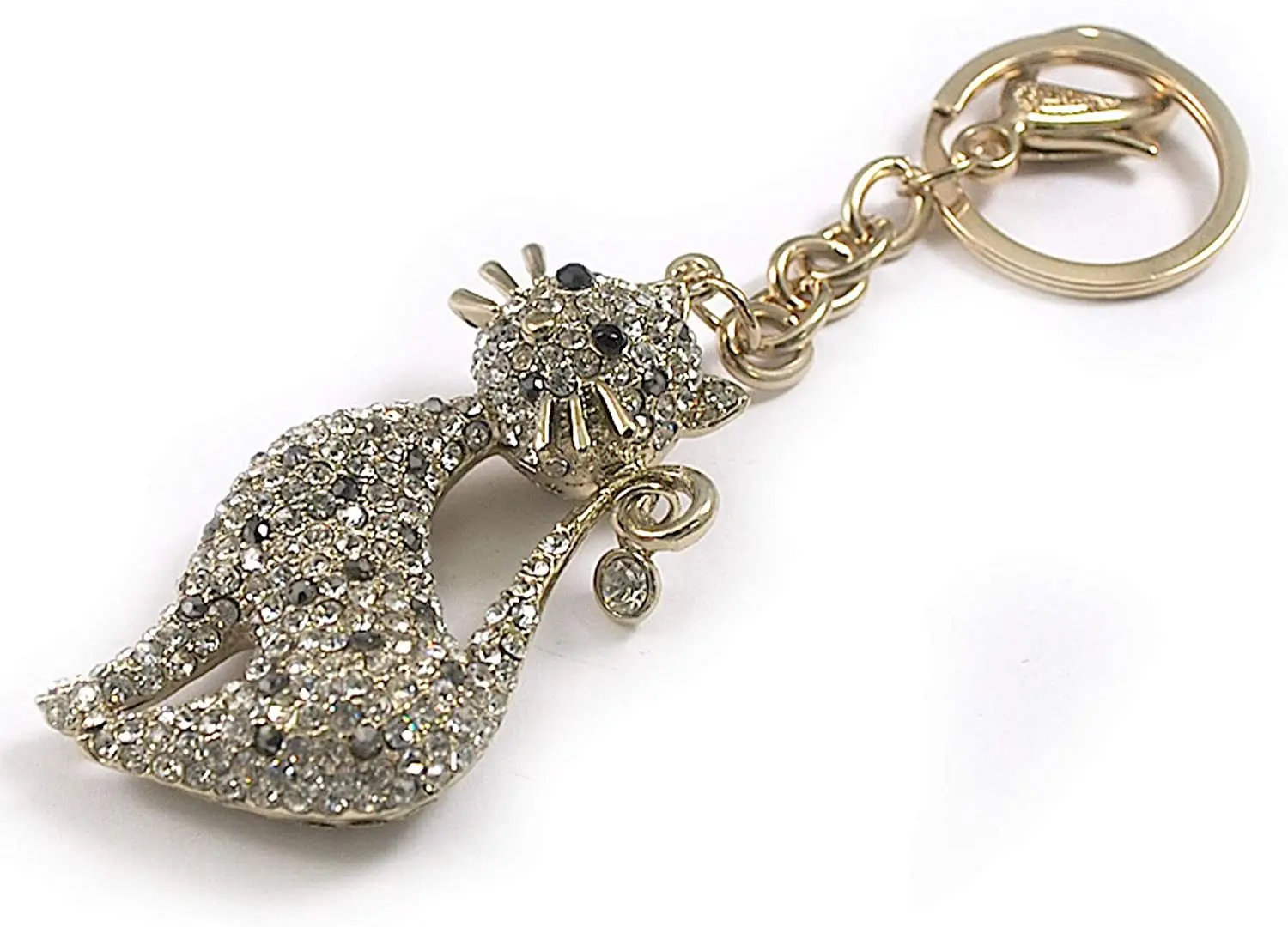

Sexy little cat keychain with rhinestones and metal charm