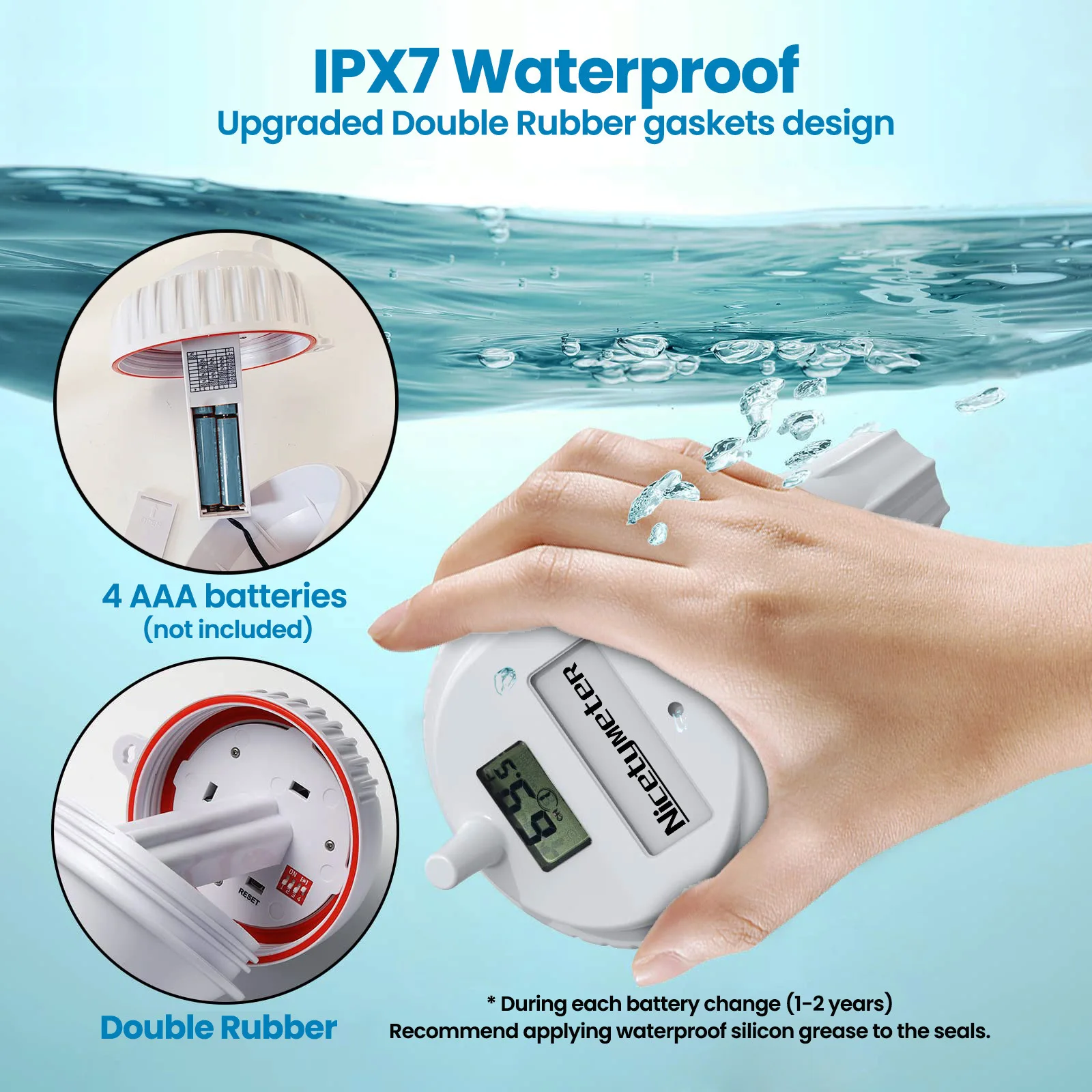 Wireless Pool Thermometer | Double Waterproof Design + 100m Remote LCD Aquarium Smart