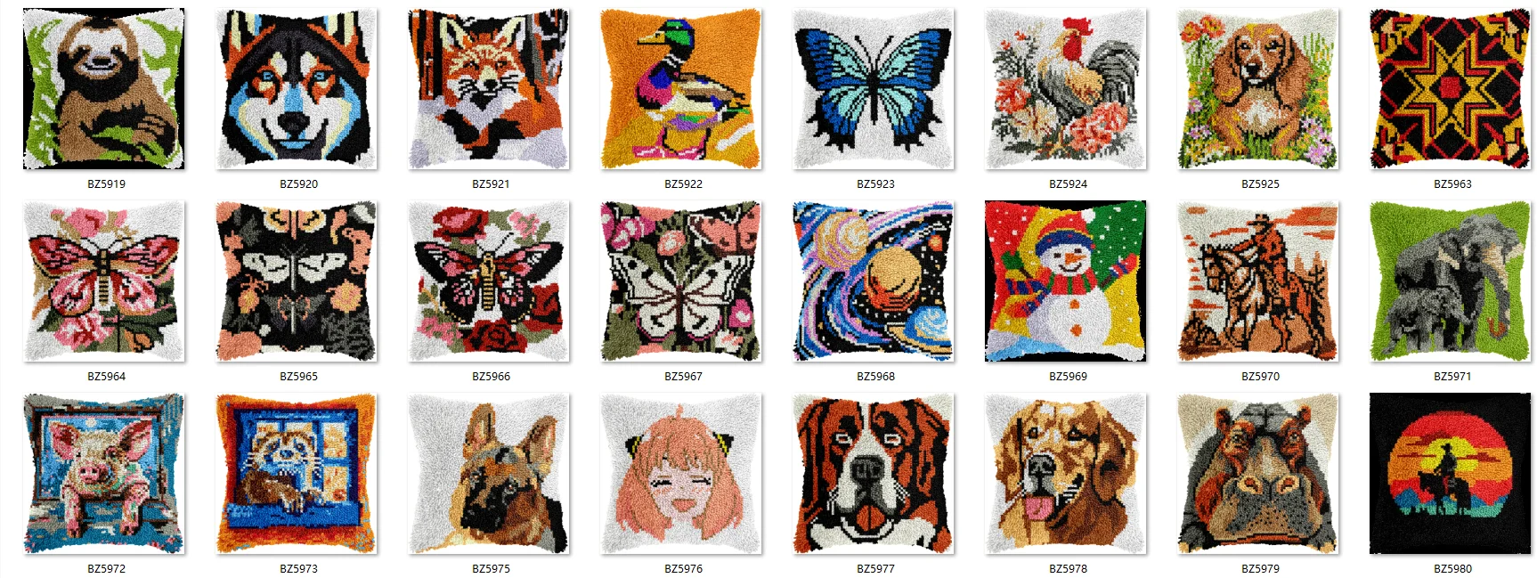 

Latch Hook Rug Kits Latch Hook Rug Pillow Pre-Printed Canvas Crochet Needlework Crafts for Adult 43-43CM Pigs