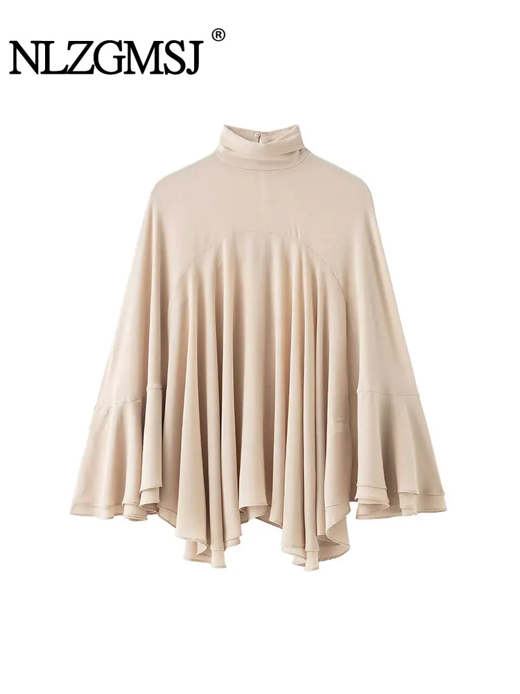 

NLZGMSJ тонкая женская повседневная блузка большого размера, осень 202, свободная рубашка со складками и длинными рукавами, женские топы