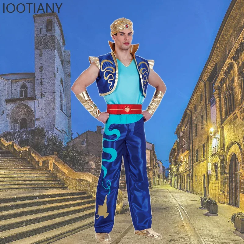 CosplayHalloween Fashion New Arab King Costume Aladdin Magic Lamp Prince Carnival Party Adult Men And Boys Stage Performance Cos
