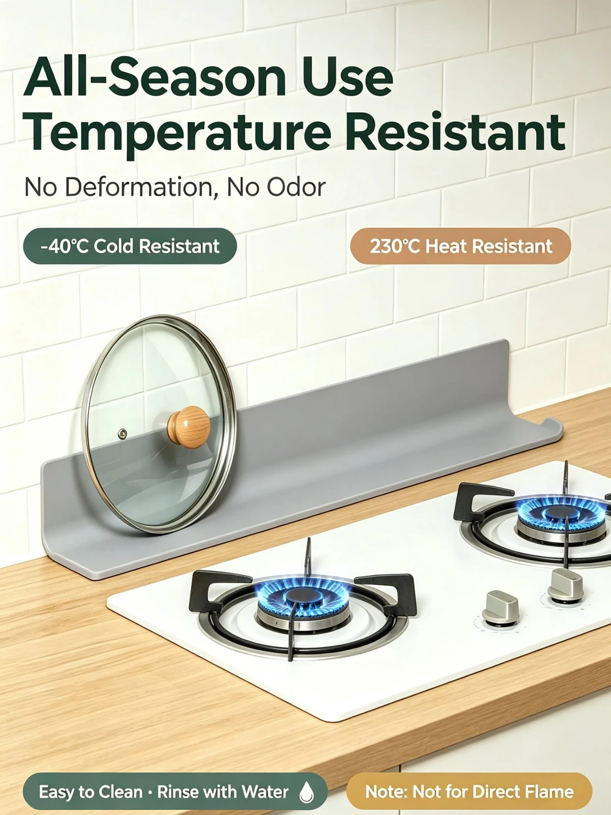 1 Piece Silicone Kitchen Sink Splash Guard, Static Self-Adhesive, No-Drill Installation, Heat-Resistant, Extended Edge Drainage Mat, Countertop Organizer Mat, Bar Counter Anti-Slip Mat, Dishwasher Compatible, Oil-Resistant, Easy to Clean