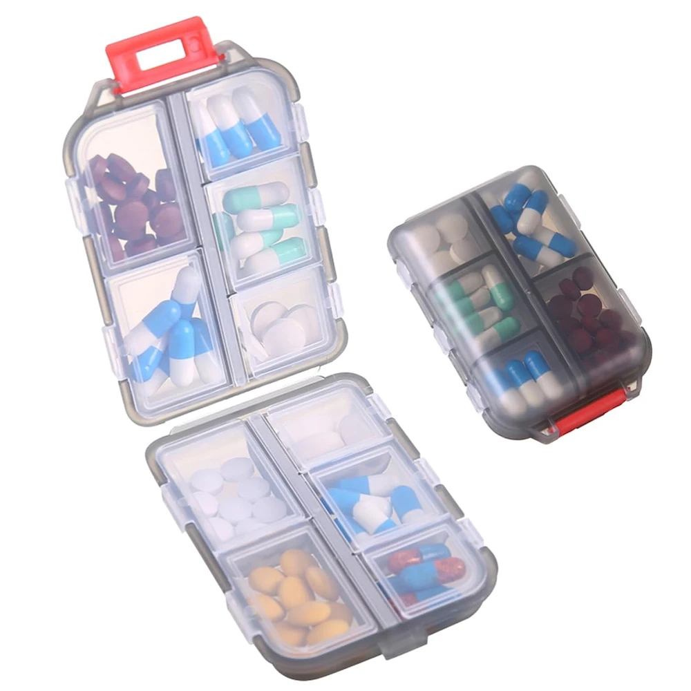 Pill Case Portable Small Weekly Travel Pill Organizer Portable Pocket Purse Vitamin Fish Oil Compartments Container Medicine Box