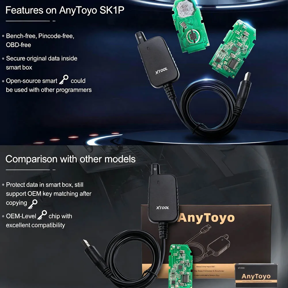 The Best XTOOL AnyToyo SK1P For XTOOL D8, BT,  D9 PRO, A80 PRO Master,  PS90  for Toyota/Lexus Models with 8A/4A Chip Smart Keys