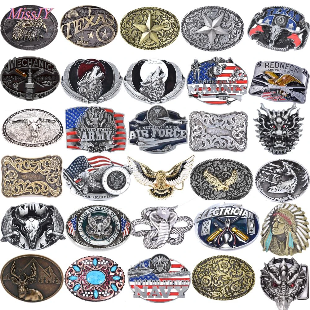 45Styles Mens\' Belt Buckle Belt Buckle Western Cowboy Flower Bottom Cow Flying Eagle Belt Buckle Gold Metal Jeans Accessories