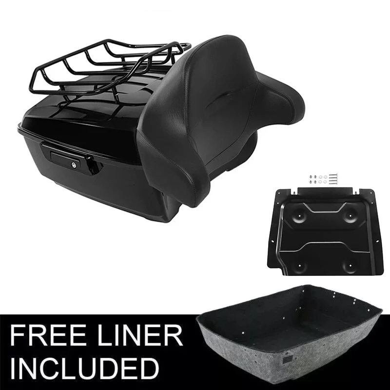 Motorcycle King Trunk Backrest Pad Rack For Harley Touring Road King Street Glide 2014-2025