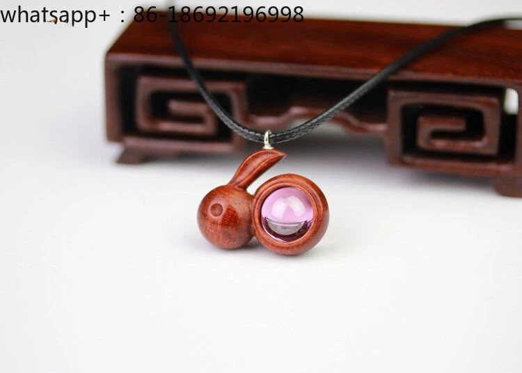 Pendant Red Light Sandalwood Carving Cute Rabbit Transfer Live Beads