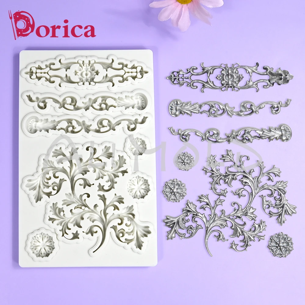 Liść koronki ulga projekt kremówka silikonowe formy Sugarcraft foremka na ciasto czekoladowe DIY glina żywiczna Model narzędzie do dekoracji domu pieczenie