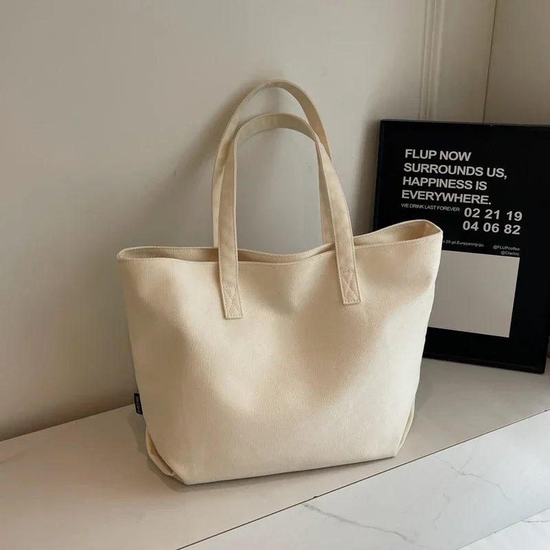 Large Capacity Letter Canvas Bag for Women Model Popular Online Fashion Single Shoulder Tote Bag Outdoor Hand-held Shopping Bag