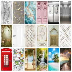 Creative DIY Door Stickers Mural Self Adhesive PVC 3D Wallpaper Art Mural Fridge Closet Bedroom Home Door Design Poster Sticker