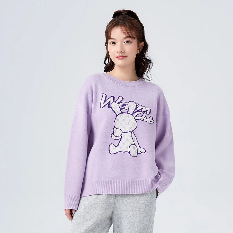 Semir Sweater Women Rabbit Jacquard Personalized 2022 Winter New Loose Sweet Cool Sweater