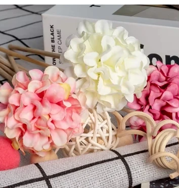 NEW 10PCS Pink Hydrangea Flower Rattan Sticks Fireless Fragrances Reed Diffuser Stick DIY Ornaments Home Decor