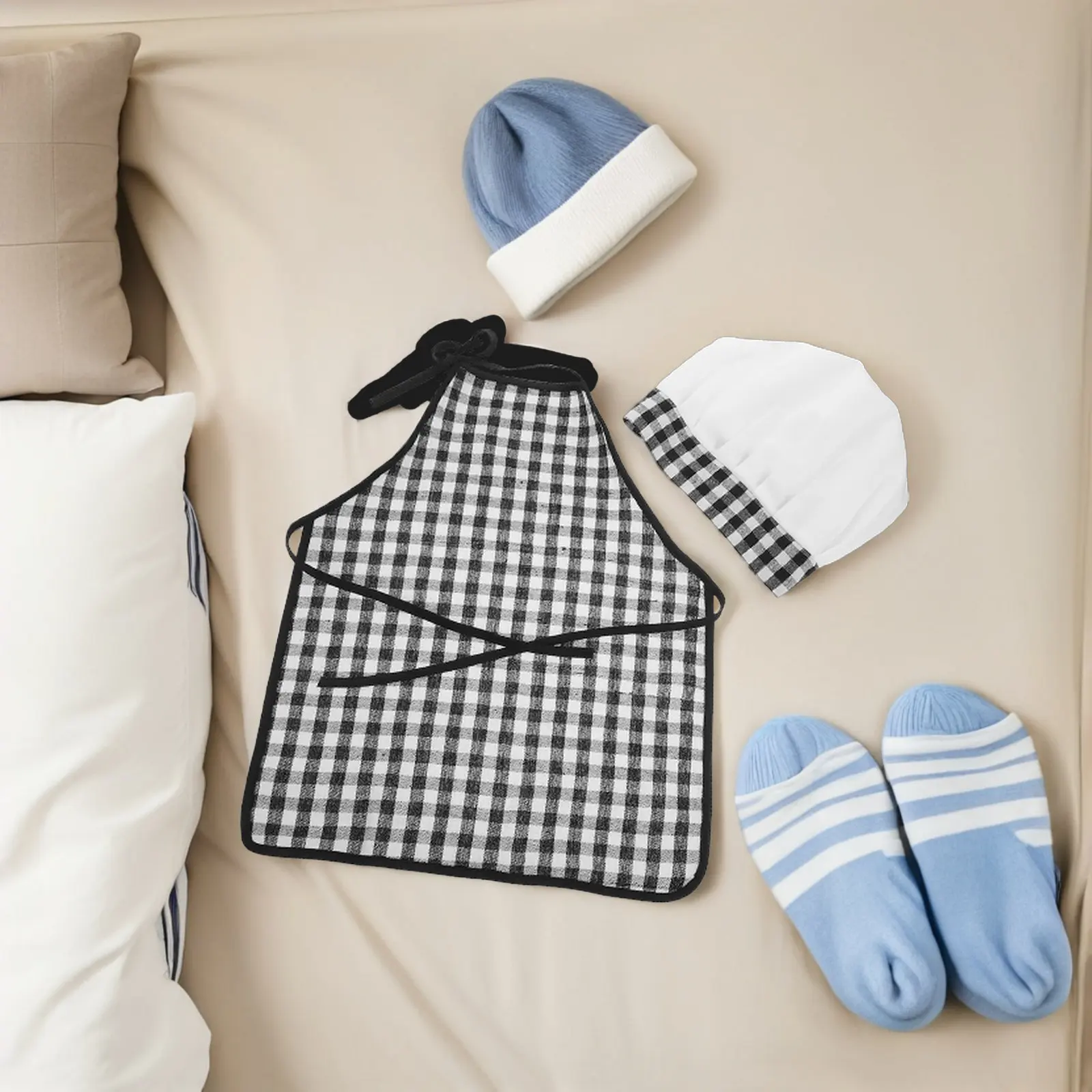 1Set Chef Costume for Baby Kids Toddler Newborn Photography Outfit with Adjustable Apron and Matching Hat Ideal for Baking