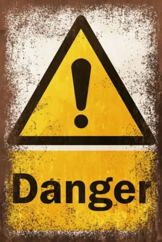 Danger Warning Aged Look Vintage Retro Style Sign, car park shed garage site sign