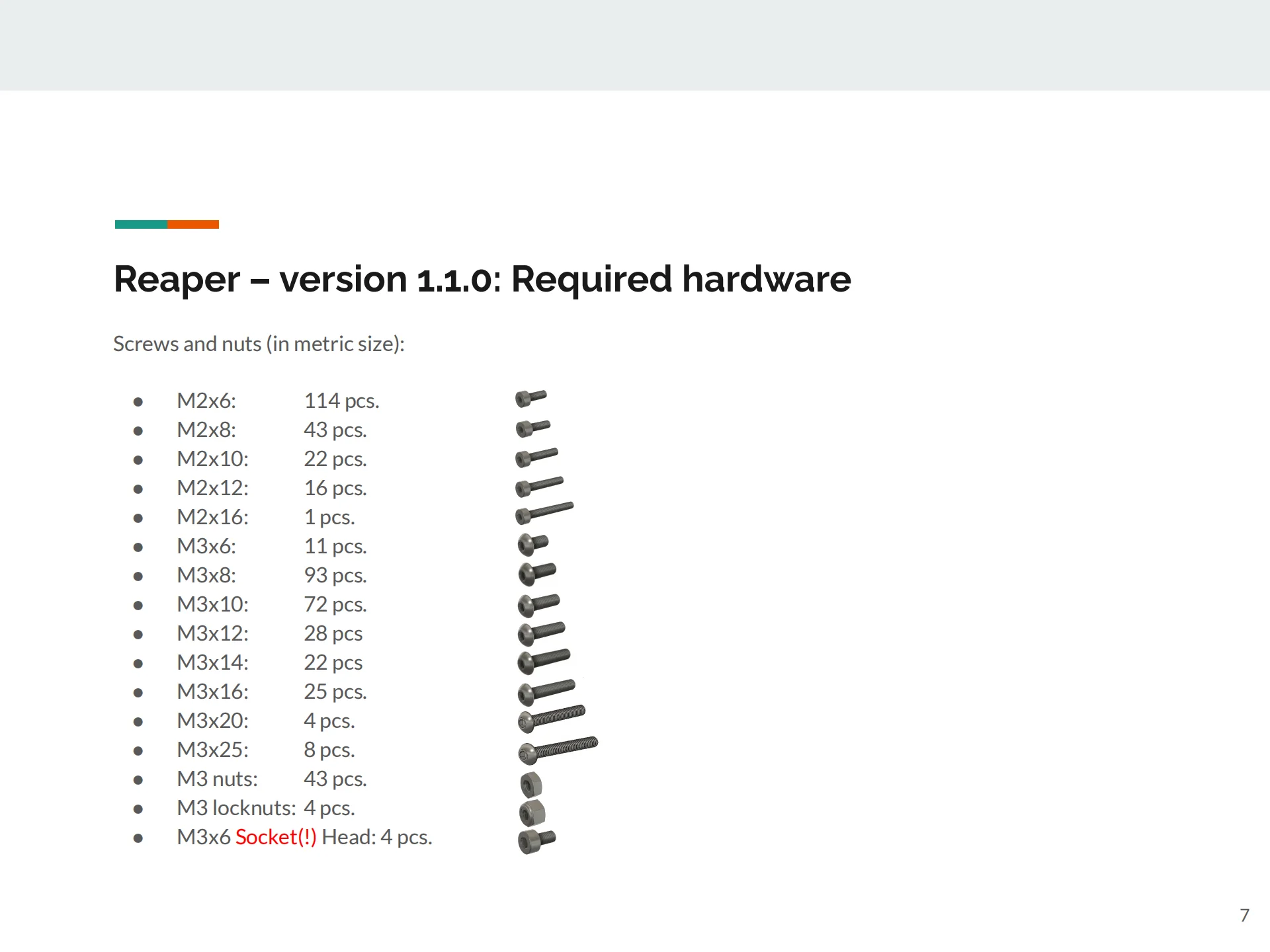 Model 18 3DSets Fasteners Screws and Nuts for Reaper 3D Sets RC Car Required Hardware 60XL 80XL 3M-144