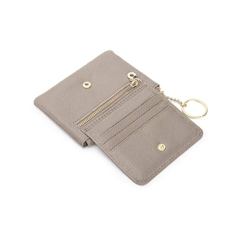 

Genuine Leather Women Coin Purse Short Wallet Keychain Zipper Coin Change Pocket Money Bag Card Holder Female Mini Wallet