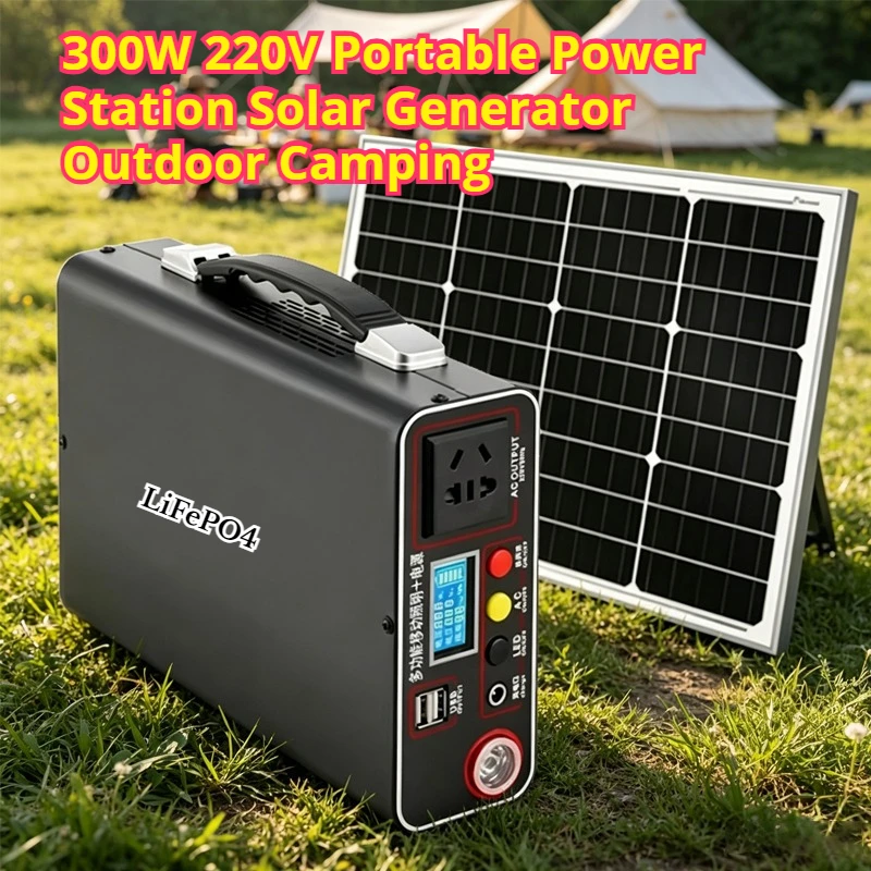 

300W Portable Power Station 220V Solar Generator Outdoor Camping Emergency Mobile Power Bank 90000mAh LiFePO4 Backup Battery