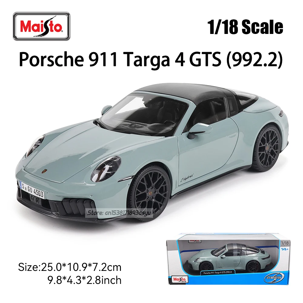 Maisto 1:18 Porsche 911 Tarqa 4 GTS (992.2) Coupe coche modelo de aleación colección de decoración de coche clásico embalaje de caja de regalo