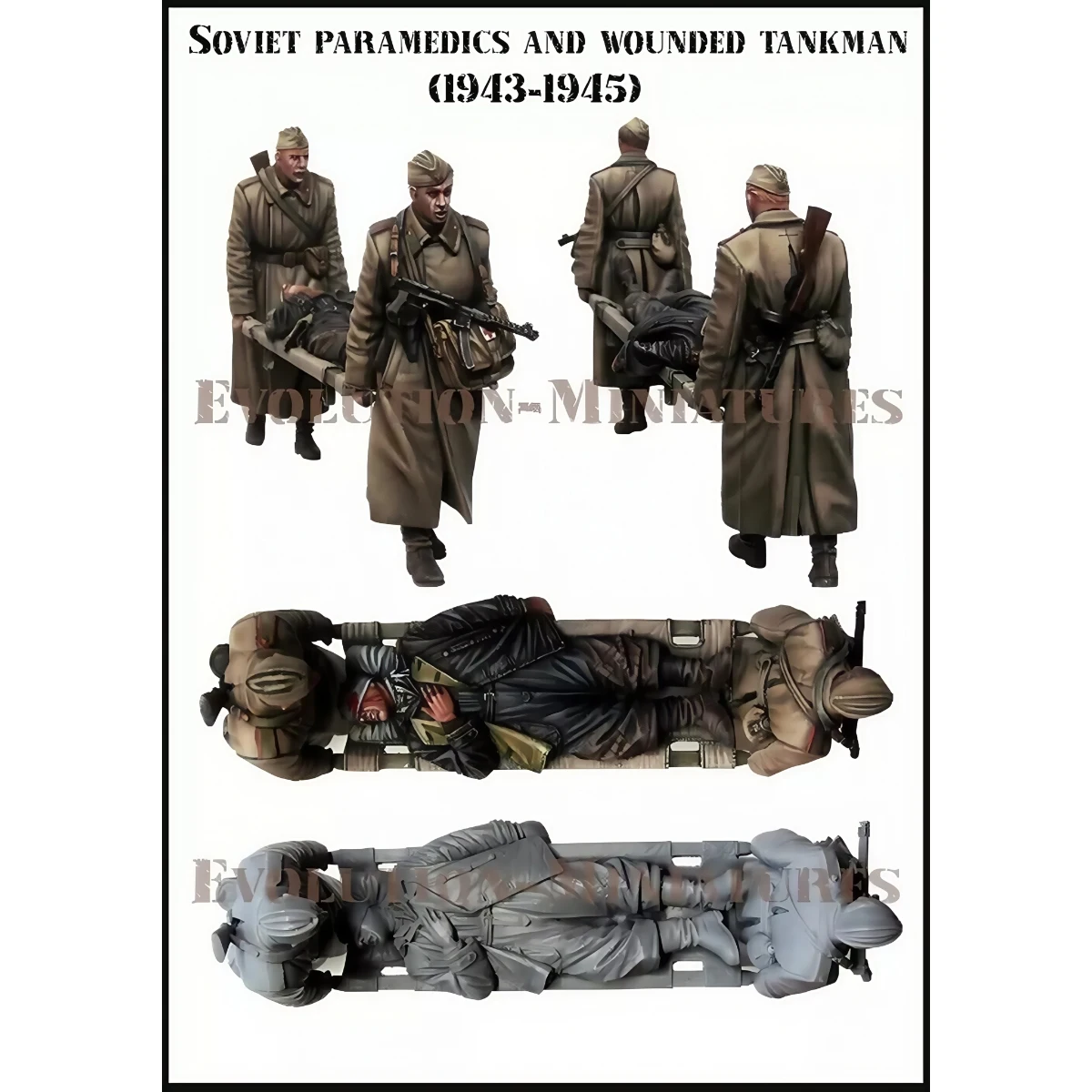 

1/35 resin unpainted model kit, Soviet medic carrying injured tank crew members (3 people) of unassembled and unpainted GK