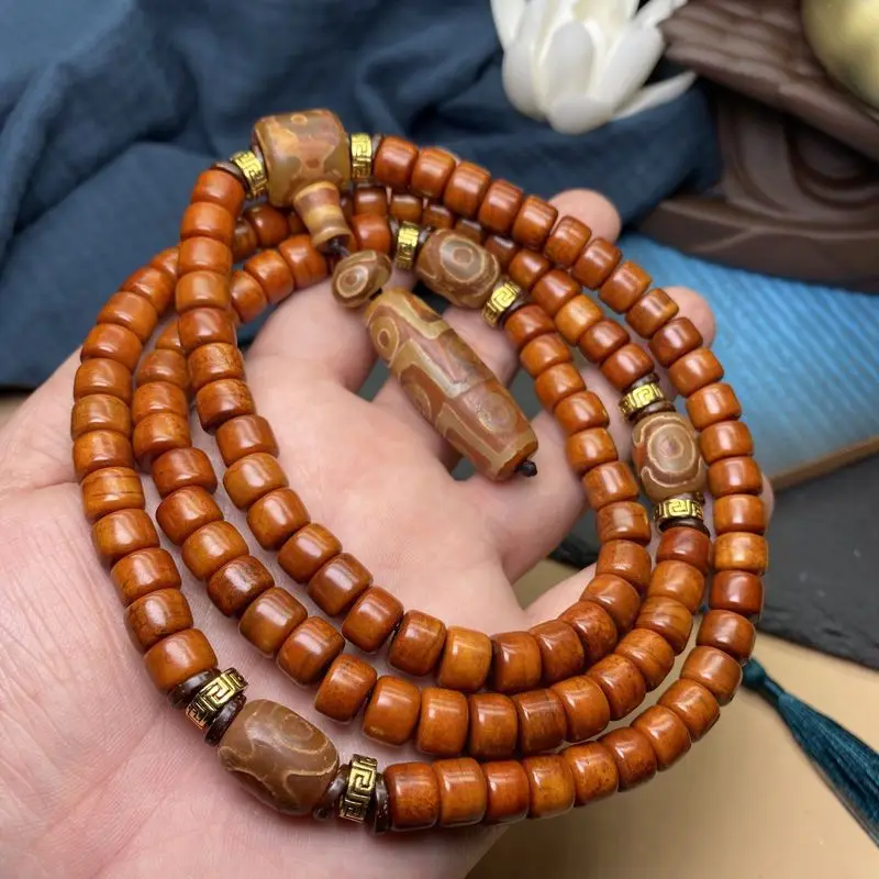 108 Ox Bone Ethnic Style Buddhist Beads Multi-loop Bracelet Unisex Artistic Necklace