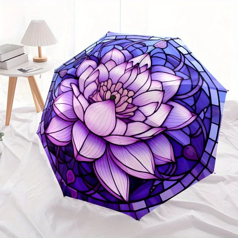 

for Lotus Flower Umbrella - Automatic Open/Close, Sturdy Iron Frame & Lightweight Folding Compact Umbrella with Purple for Lot
