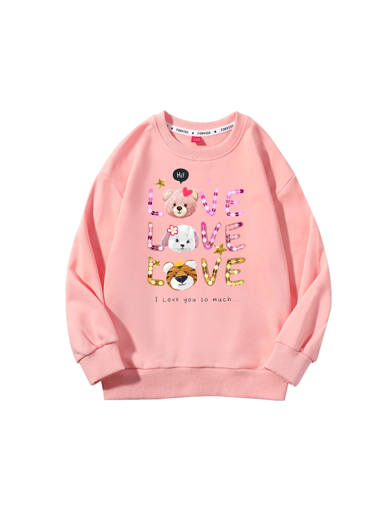 Cute Romantic Kids Clothes Spring Children Sweatshirt Cartoon Love Bear Print Pullover Tops Fall Girls Hoodies Festival Gifts