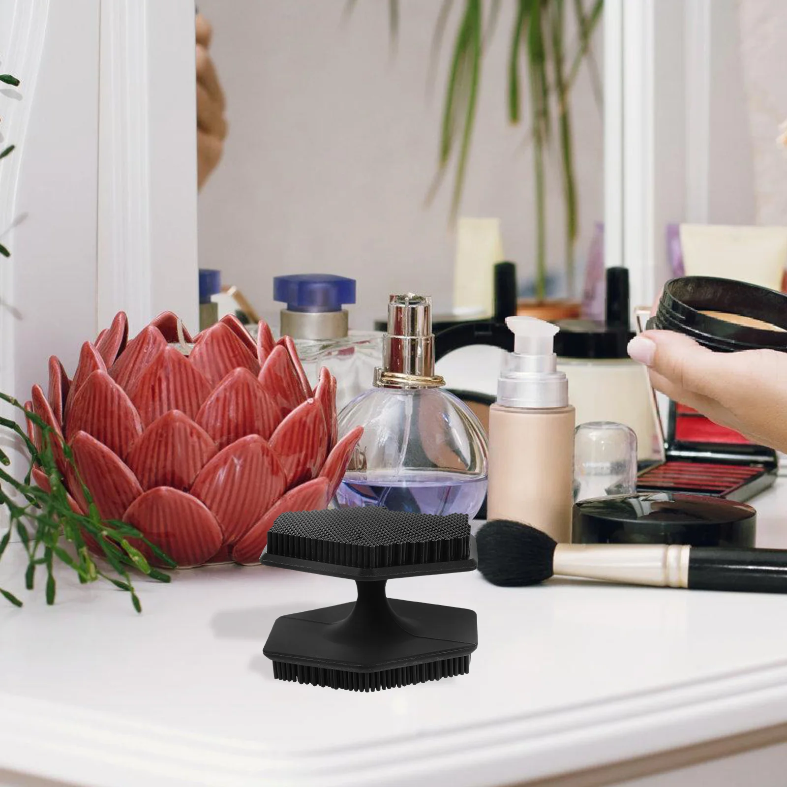 

Silicone Face Cleansing Brush Black Bristles Deep Pore Cleaning Exfoliating Scrubber All Skin Types Facial Tool