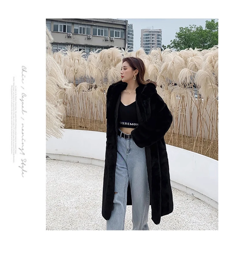 Lautaro Winter Long Loose Casual Windproof Soft Thick Warm Fluffy Green Black Faux Fur Coat Women with Hood Furry Overcoat 2023