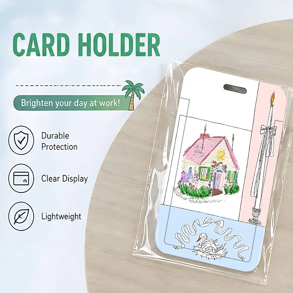 Girl Heart Retro Simple Candlelight House NFC Contactless Sliding Card Sleeve For Student Cards,Bus Cards ID Cards Work Permits